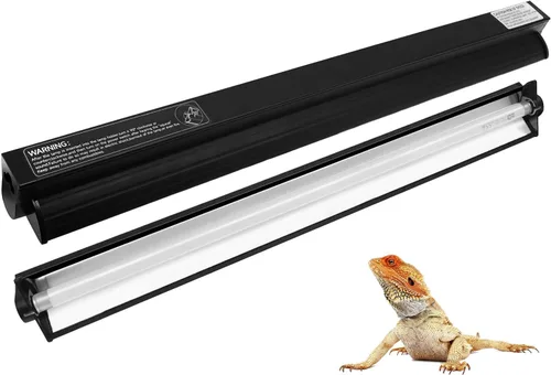 Kit de lámpara de reptil T5 HO UVB de 24 W, luz de campana de terrario con tubo fluorescente Desert UVB 10.0, ideal para hábitats tropicales y