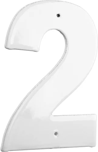 Montague Metal Products - Placa de aluminio para exteriores con número 2 de 8 pulgadas, tamaño mediano, color blanco
