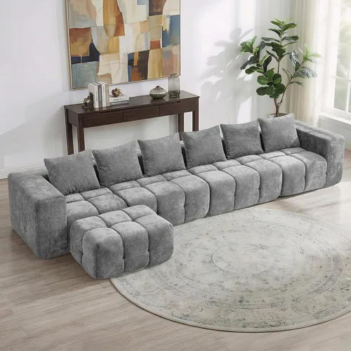 Miniatura 12 de Sofá biplaza modular sin huesos de 78.7 pulgadas, sofá de nube copetudo con asiento profundo, sofá de felpilla para sala de estar, sofá comprimido