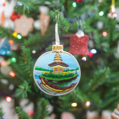 Miniatura 6 de Bali, Indonesia Bola de Vidrio Adorno de Navidad 4 Pulgadas