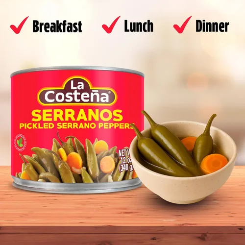 Miniatura 5 de La Costeña Pimientos serranos, lata de 12 onzas (paquete de 12)