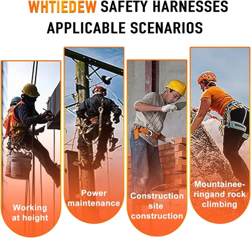 Miniatura 8 de Kit de protección contra caídas de arnés de seguridad con cordón de absorción de golpes, arneses de trabajo para techos, arnés de seguridad