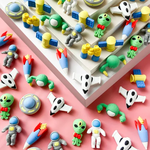 Miniatura 10 de Kleeblatt 40 piezas Borradores de animales para niños, mascotas de escritorio ensambladas, borradores 3D de rompecabezas para premios de aula, 40