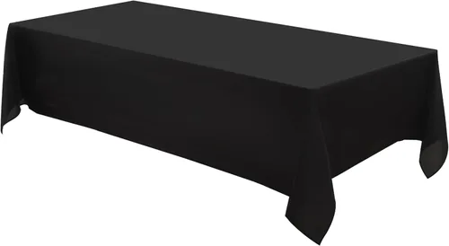 Miniatura 9 de Manteles rectangulares de 60 x 120 pulgadas, paquete de 2 manteles negros para 6 pies, lavables, decorativos, de lino y poliéster, para mesa