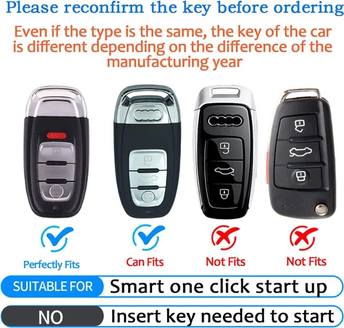 Miniatura 2 de Tukellen Compatible con Audi - Funda de piel auténtica para llavero compatible con Audi R8 Q5 Q7 S3 S4 S5 S6 S7 S8 SQ5 RS5 RS7 A4 A5 A6 A7 A8