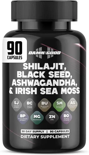 DAMN GOOD The Hodge Twins Cápsulas orgánicas Shilajit de máxima vitalidad – Refuerzo diario de energía y resistencia para hombres – Enfoque y fuerza