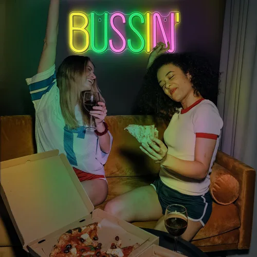 Miniatura 4 de Lumoonosity Letrero de neón Bussin - Luces de neón LED de Meme Bussin para jugadores/streamers/influencers – Letras de neón LED modernas y geniales