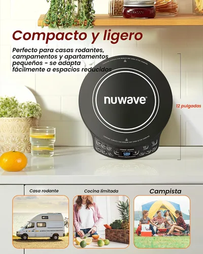 Miniatura 6 de Nuwave - Placa de inducción portátil Diamond con sonda, quemador de encimera avanzado, 91 temperaturas desde 100 °F hasta 500 °F, vidrio cerámico a