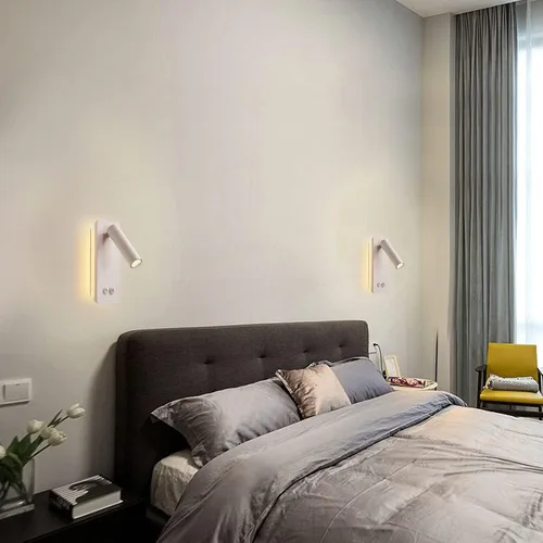 Miniatura 6 de Lámpara de lectura de cabecera montada en la pared, luces LED de lectura de pared para cama, juego de 2 apliques de pared enchufables, luz