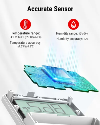 Miniatura 7 de ThermoPro TP357 - Termómetro higrómetro digital para interiores de 260 pies, termómetro Bluetooth medidor de humedad con aplicación inteligente