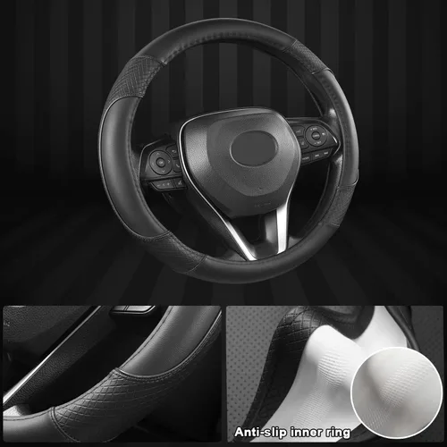 Miniatura 4 de Funda de volante GIANT PANDA para Toyota, funda de volante para auto Toyota Highlander Rav4 Corolla Camry - Negro sólido