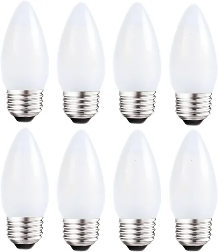 Sunaiony Bombillas LED de candelabro esmeriladas E26 de base media 2W regulables, luz blanca suave 3000K equivalente a 25W, bombillas LED 2W 3000K-8