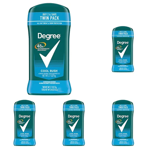 Miniatura 13 de Degree Desodorante antitranspirante original para hombre, paquete doble Cool Rush, protección contra el sudor y el olor, antitranspirante