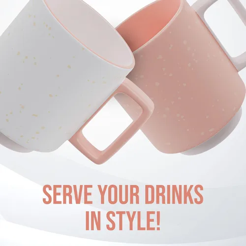 Miniatura 6 de American Atelier Tazas de café apilables de 14 onzas, juego de 2 tazas de cerámica de 5 pulgadas con asas, vasos que ahorran espacio para café, té