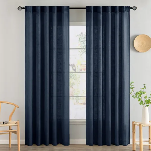 Miniatura 111 de MIULEE Cortinas de lino blanco de 108 pulgadas de largo para dormitorio, sala de estar, cortinas de ventana con textura de lino suave y grueso, Lino