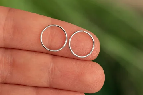 Miniatura 79 de Aretes de aro de oro de plata – Aretes de aro para mujer, dos piezas de aros de plata fina rellenos de oro, aro de hélice, anillo de tragus, aro