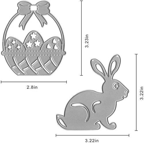 Miniatura 2 de Huevos de Pascua, conejos, troqueles de corte de metal y decoraciones de álbum de fotos, feliz conejito de Pascua, cesta de primavera, plantillas