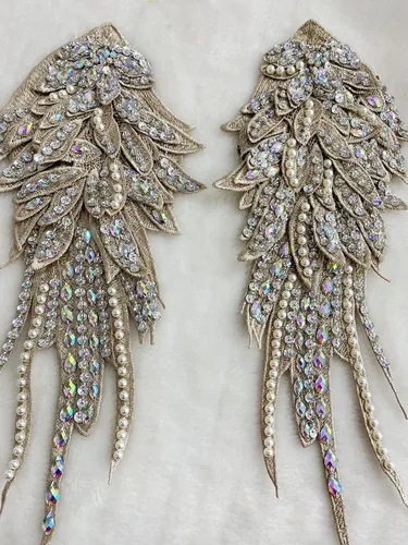 Miniatura 5 de Hecho a mano con diamantes de imitación para coser de 18 colores, apliques de encaje de perlas para coser a mano, parches para accesorios de ropa