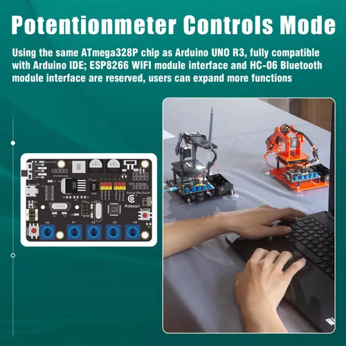 Miniatura 6 de Adeept 5DOF Kit de brazo robótico compatible con Arduino IDE, programable DIY Codificación STEM Educativo 5 Axis Build Robot Arm, Kit de inicio
