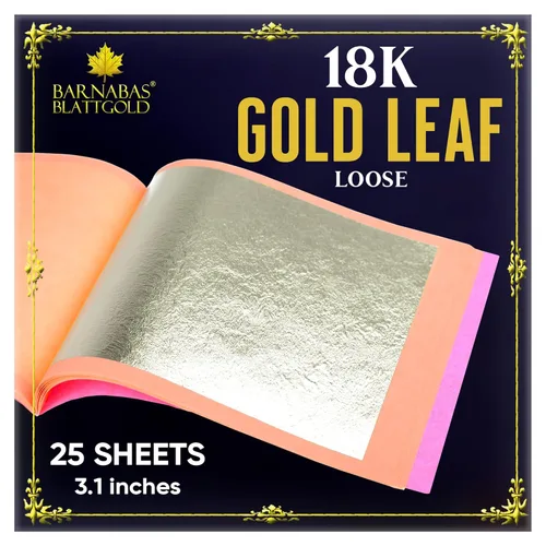 Miniatura 19 de Barnabas Blattgold Hoja de oro, oro real de 22 quilates [25 hojas, 3.1 pulgadas] - Patente de transferencia para pintura, artes y manualidades