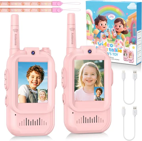 Miniatura 9 de Walkie Talkie de Video para Niños - Paquete de 2 Walkie Talkies Recargables para Niños Radios de Largo Alcance, Video Intercomunicador y Efectos