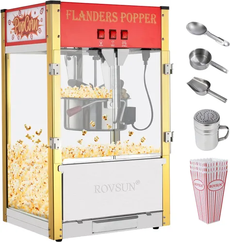 ROVSUN - Máquina de palomitas de maíz con hervidor de 12 onzas, certificada por ETL, fabrica hasta 80 tazas, máquina de palomitas de maíz comercial
