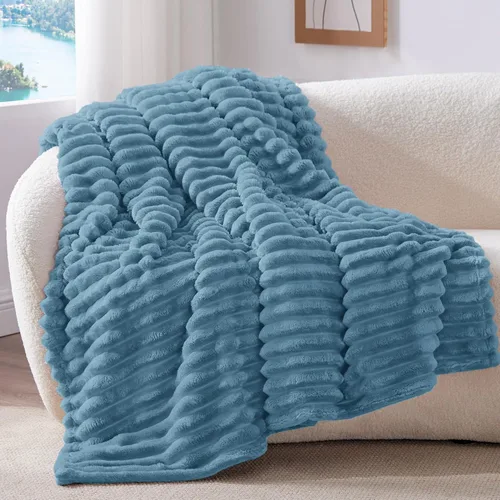 Miniatura 14 de BEDELITE Manta de forro polar para sofá, 10.58 oz/m², suave y cálida, manta acuática esponjosa, manta decorativa y de regalo para mujeres, hombres