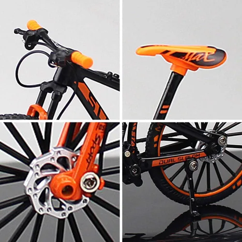 Miniatura 4 de Mini juguete de bicicleta de montaña cuesta abajo de aleación, modelo de bicicleta de dedo BMX fundido a presión para colecciones (negro/verde)