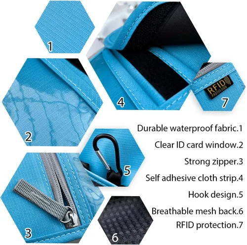 Miniatura 3 de Cartera de viaje para el cuello, soporte con bloqueo RFID para pasaporte con correa ajustable para hombres y mujeres para mantener efectivo