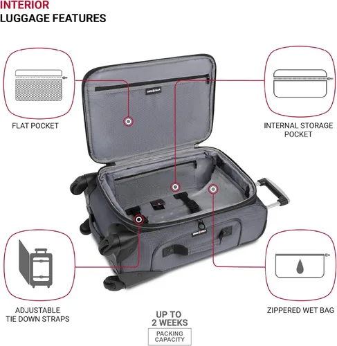 Miniatura 230 de SwissGear - Equipaje suave expandible Sion con ruedas, Negro
