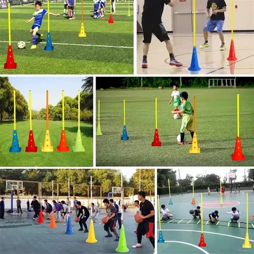 Miniatura 6 de Juego de 5 bastones ajustables para entrenamiento de fútbol de agilidad, bastones de agilidad de entrenamiento de slalom, equipo de práctica
