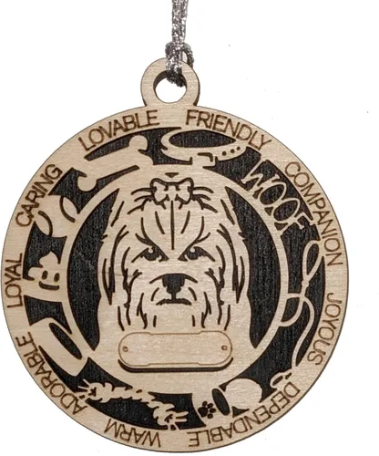 Miniatura 107 de Adorno de Navidad personalizado de madera para perro de 3 pulgadas, nombre y texto personalizables, hecho a mano en Estados Unidos, diseño de corte