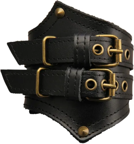 Miniatura 12 de Pulsera de cuero para hombre, brazaletes de cuero punk, pulsera de cuero negro para mujer