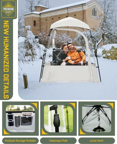Miniatura 7 de Pod All Weather Sports Tent, Outdoor Pop Up Bubble Clear 540° View Winter Tent for 1-2 Person, Instant Cold Weather Shelter with Rainfly for Soccer