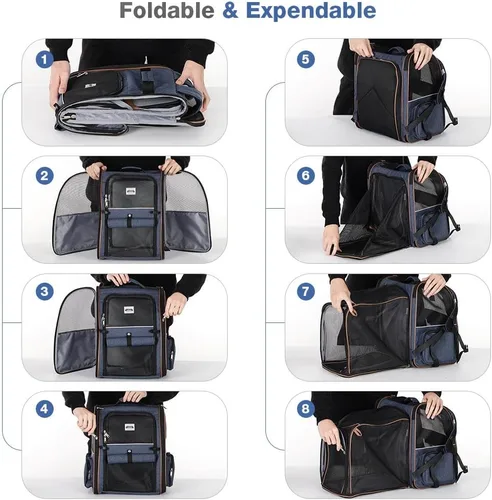 Miniatura 7 de Mochila Grande Transportadora para Gatos Expandible Mochila Transportadora de Mascotas para Perros Pequeños Gatos Medianos Soporta Hasta 18 Libras