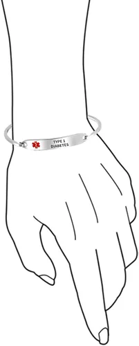 Miniatura 4 de Pulsera de identificación de alerta médica personalizable, de acero inoxidable, 7.0in