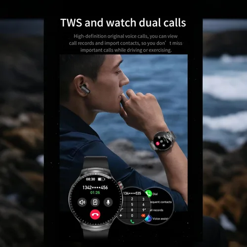Miniatura 4 de Reloj inteligente con auriculares, pantalla grande HD de 1.85 pulgadas, reloj inteligente 2 en 1, llamada BT, más de 110 modos deportivos