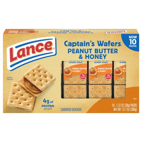 Lance Toasty, ToastChee, queso crema y cebollino o mantequilla de maní con miel, seis paquetes (mantequilla de maní y miel)