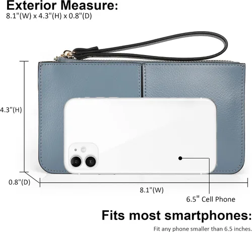 Miniatura 4 de Befen - Bolso clutch de mano de cuero con correa para teléfono celular, organizador de tarjetas