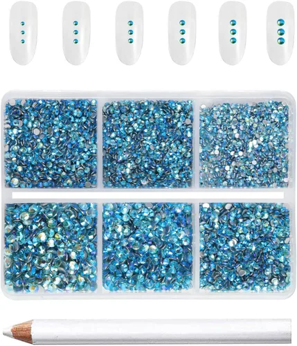 Miniatura 12 de Beadsland 7200 piezas de diamantes de imitación con parte trasera plana, gemas de cristal AB para uñas diamantes de imitación de cristal redondos