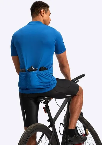 Miniatura 6 de Bikewa Maillot de ciclismo para hombre que absorbe la humedad, manga corta, UPF media cremallera, ciclismo, ciclismo de carretera, camisas