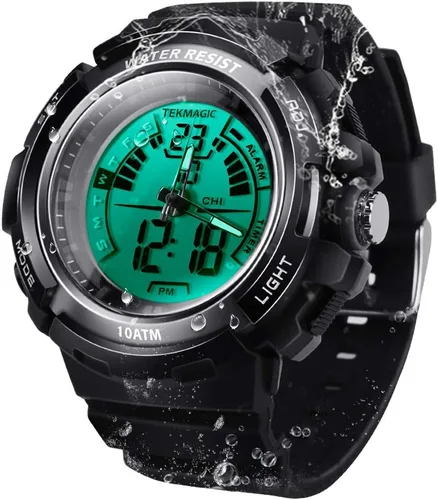 Reloj de buceo deportivo impermeable de 100 ATM para hombres y niños, reloj de natación con cronómetro, cronógrafo, alarma, calendario, cuenta