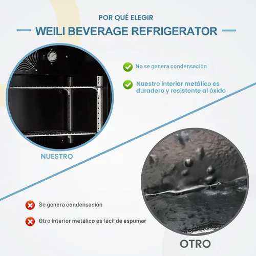 Miniatura 6 de Weili - Refrigerador incorporado de 50 cm para bebidas con cerradura, debajo del mostrador o independiente, refrigerador para 120 latas de refresco