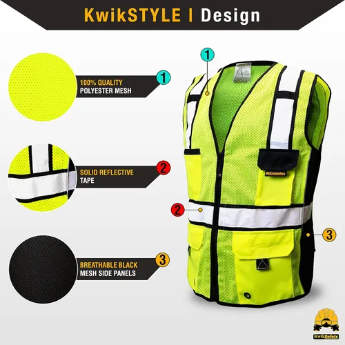 Miniatura 2 de KwikSafety - Charlotte, NC - RoadBOSS Econ & Premium Safety Vest Class 2 Reflective Vest ANSI OSHA Safety Vest for Men