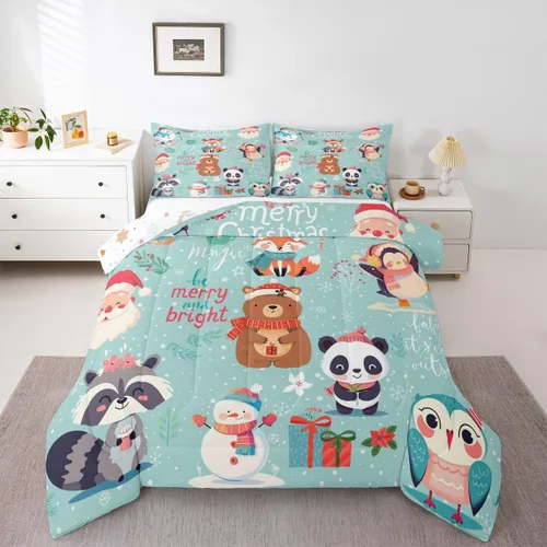 Miniatura 12 de Erosebridal Juego de edredón de Feliz Navidad, juego de ropa de cama para niños, ciervos, cuernos de alce, ciervo, tamaño individual