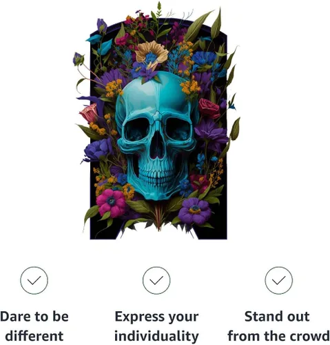 Miniatura 6 de Camiseta de corte ajustado con estampado de flores - Camiseta de calavera para mujer - Camiseta de ajuste delgado