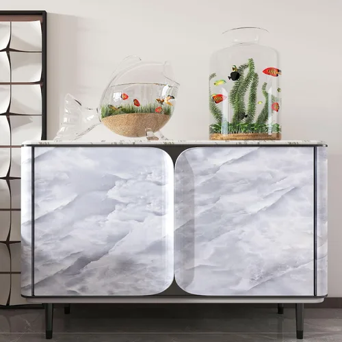 Miniatura 6 de Boobest Papel de contacto de mármol grueso de gran tamaño para pared, 31 x 354 pulgadas, papel tapiz de mármol gris, despegar y pegar, impermeable