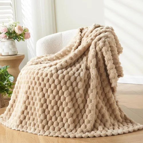 Miniatura 30 de NEWCOSPLAY Manta de Tiro Súper Suave Aqua Franela Sedosa Premium Forro Polar Jacquard Acanalado 3D Ligero Manta de Cama Uso en Todas las Estaciones