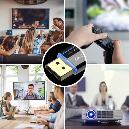 Miniatura 5 de Cable de fibra óptica DP largo de 8 K de 100 pies/98.4 ft, 8K @60Hz, 4K @144Hz, 32.4Gbps Displayport 1.4 cable, conector chapado en oro, cable