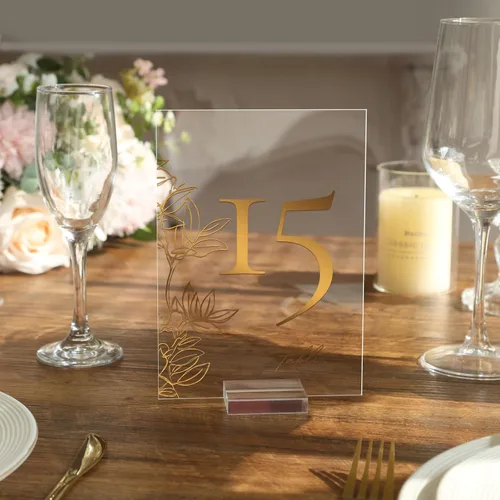 Miniatura 7 de UNIQOOO Paquete de 20 letreros acrílicos transparentes en blanco – Signos de números de mesa de 5 x 7 pulgadas, letreros de boda, tarjeta y letrero
